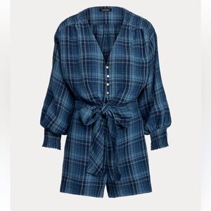 Lauren by Ralph Lauren Plaid Linen Romper